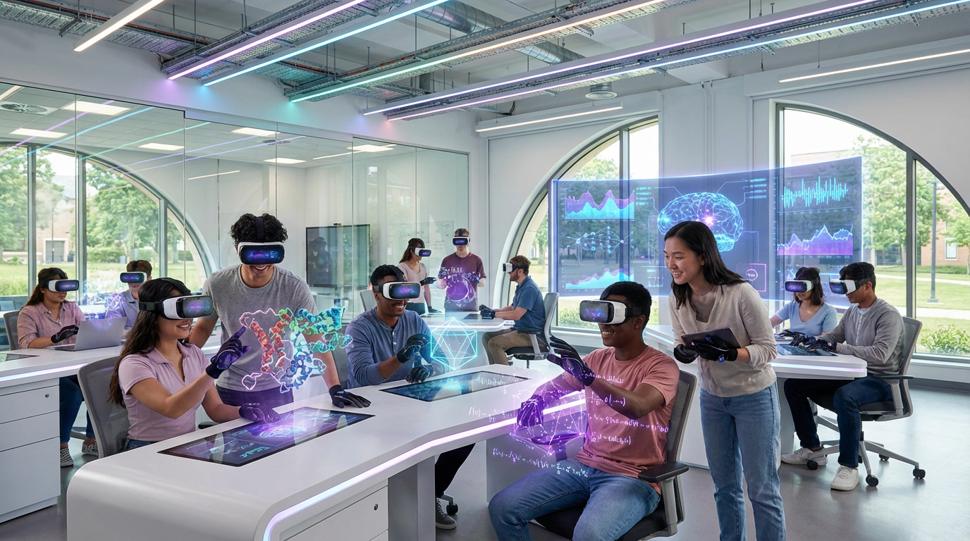 Students using VR in STEM lab